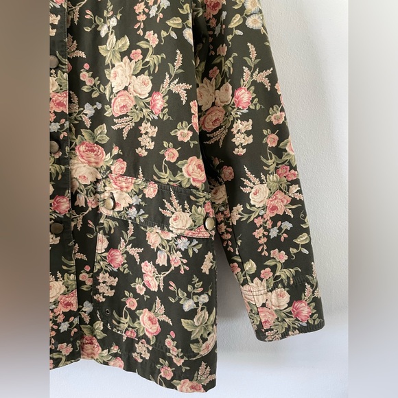 VINTAGE 90s RALPH LAUREN Floral Barn Coat Size M Jacket Chore Cottagecore - Picture 3 of 12